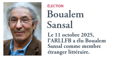 Image reprsentant le portrait de Boualem Sansal accompagn d'un titre annonant son lection  l'Acadmie le 11 octobre 2025